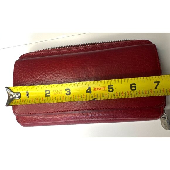 Vintage Red Leather Wallet With Zip Closure - Picture 13 of 13